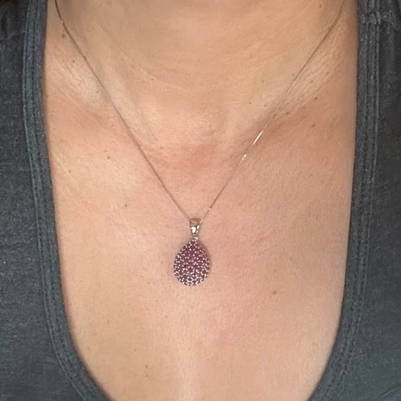 Pear-Shaped Ruby Cluster Pendant - Picture 2 of 10